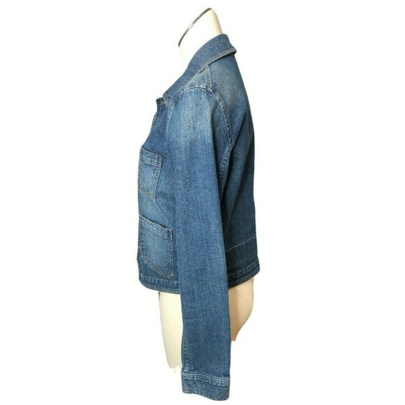 Lauren Jeans Jean Jacket Womens M Blue Denim Blazer Pockets Buttons Medium Wash - Picture 6 of 8